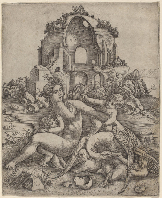 Leda and the Swan by Giovanni Battista Palumba (Italian, active first quarter 16th century), 16X12"(A3)Poster Print