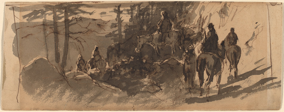 In the Sierras, A Pack Train by William Keith (American, 1839 - 1911), 16X12"(A3)Poster Print