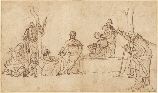 The Madonna and Child with Saints in a Landscape (Sacra Conversazione) by Vittore Carpaccio (Venetian, c. 1465 - 1525/1526), 16X12"(A3)Poster Print