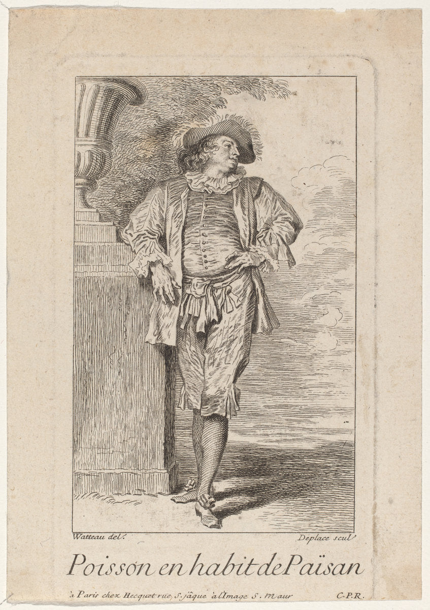 Poisson en habit de Païsan by Louis Deplaces after Antoine Watteau (French, 1682 - 1739), 16X12"(A3)Poster Print
