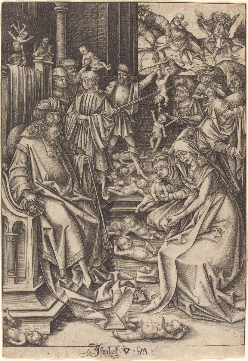 Massacre of the Innocents by Israhel van Meckenem after Hans Holbein the Elder (German, c. 1445 - 1503), 16X12"(A3)Poster Print