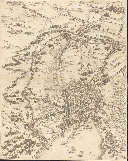 The Siege of La Rochelle [plate 6 of 16;  set comprises 1952.8.97-112] by Jacques Callot (French, 1592 - 1635), 16X12"(A3)Poster Print