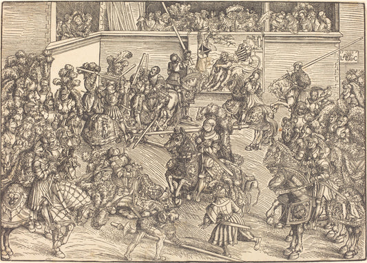 The Second Tournament with the Tapestry of Samson and the Lion by Lucas Cranach the Elder (German, 1472 - 1553), 16X12"(A3)Poster Print