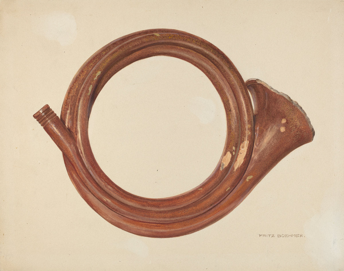 Zoar Pottery Assembly Horn by Fritz Boehmer (American, active c. 1935), 16X12"(A3)Poster Print