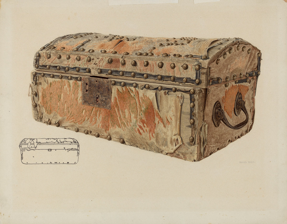Deerskin Covered Chest by Samuel Faigin (American, active c. 1935), 16X12"(A3)Poster Print