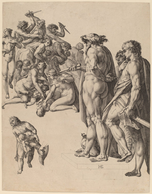 The Massacre of the Innocents by Hendrik Goltzius (Dutch, 1558 - 1617), 16X12"(A3)Poster Print
