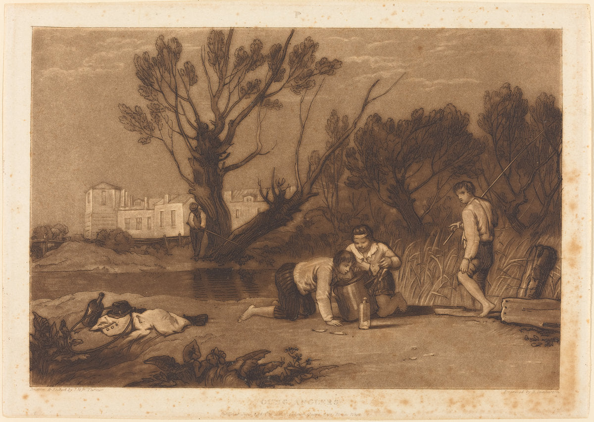 Young Anglers by Joseph Mallord William Turner and Robert Dunkarton (British, 1744 - 1811/1817), 16X12"(A3)Poster Print