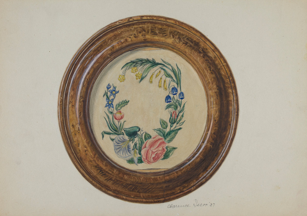 Framed Flower Painting by Clarence Secor (American, active c. 1935), 16X12"(A3)Poster Print