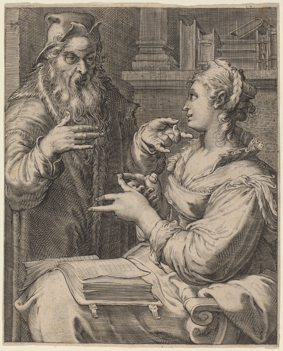 Dialectic by Cornelis Jacobsz Drebbel after Hendrik Goltzius (Dutch, 1572 - 1633), 16X12"(A3)Poster Print