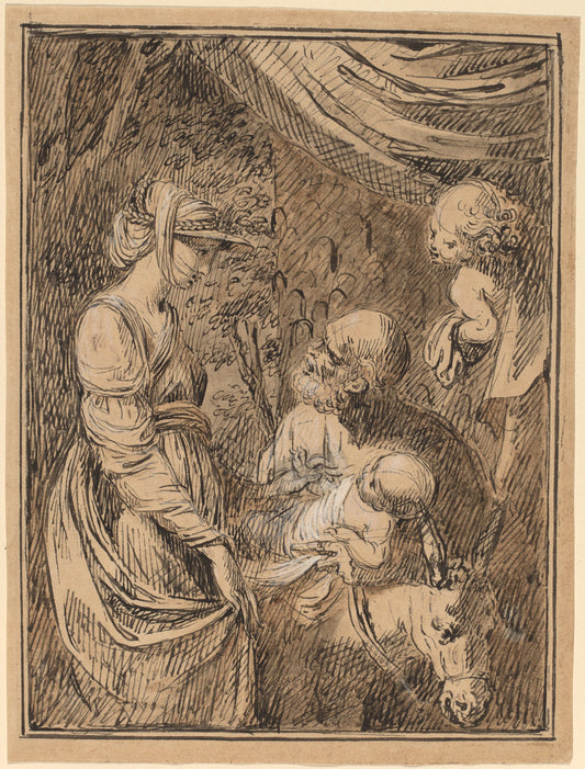 The Flight into Egypt by Benjamin West (American, 1738 - 1820), 16X12"(A3)Poster Print