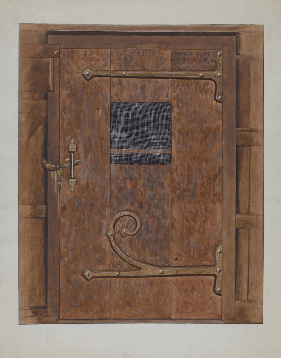 Iron Hinges on Door by Bertha Semple (American, active c. 1935), 16X12"(A3)Poster Print