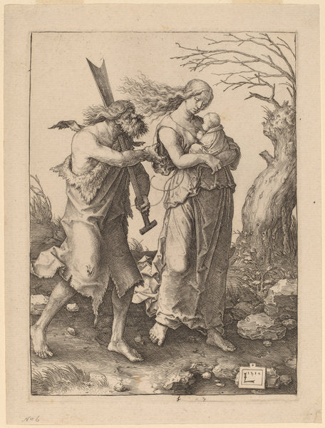 Adam and Eve after Their Expulsion from Paradise by Lucas van Leyden (Netherlandish, 1489/1494 - 1533), 16X12"(A3)Poster Print