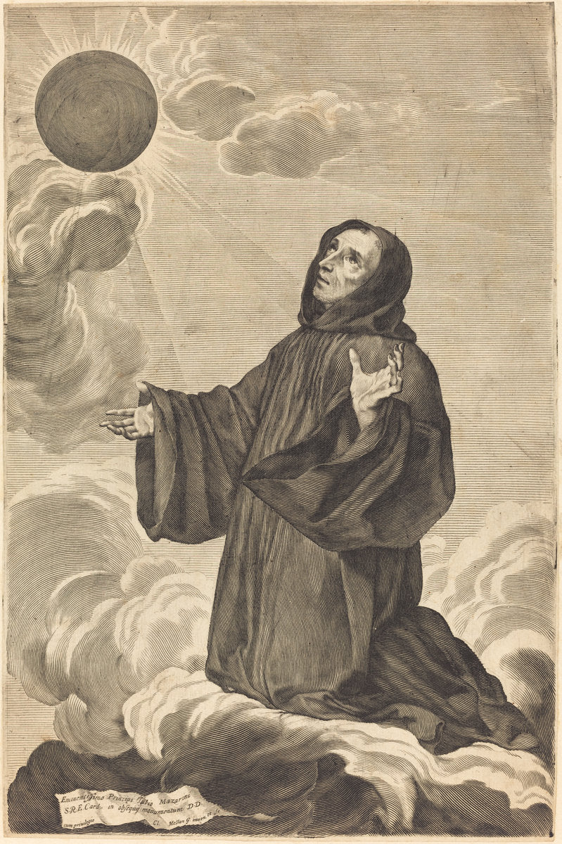 Saint Benoit by Claude Mellan (French, 1598 - 1688), 16X12"(A3)Poster Print