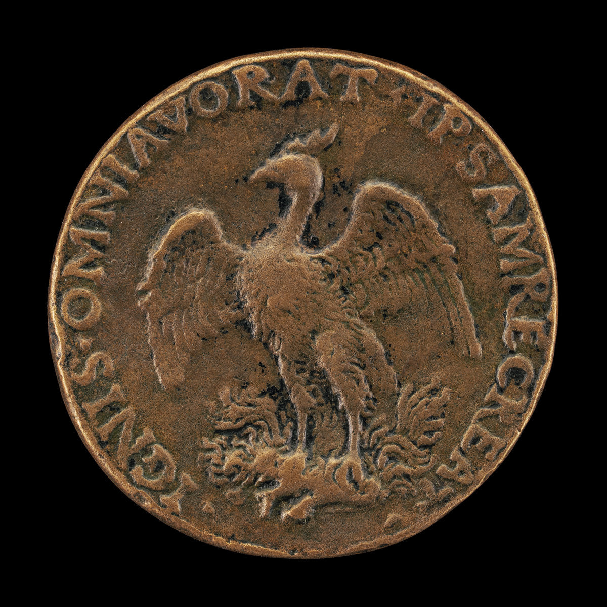 Phoenix on a Burning Pyre [reverse] by Mantuan 16th Century or Possibly Moderno (Veronese, 1467 - 1528), 16X12"(A3)Poster Print