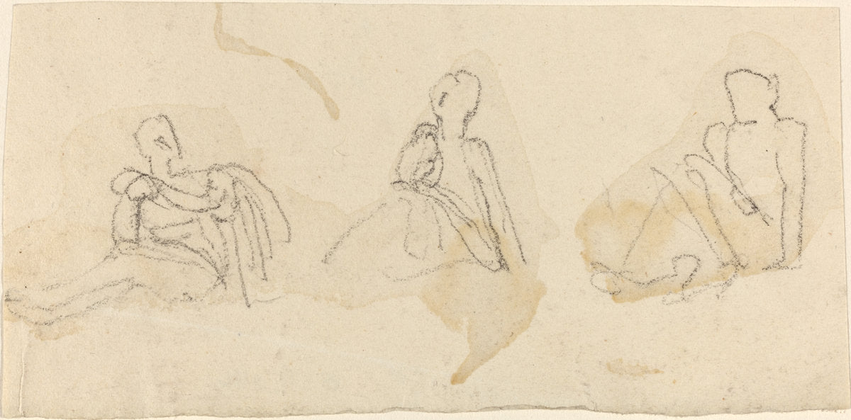 Three Seated Figures by John Flaxman (British, 1755 - 1826), 16X12"(A3)Poster Print