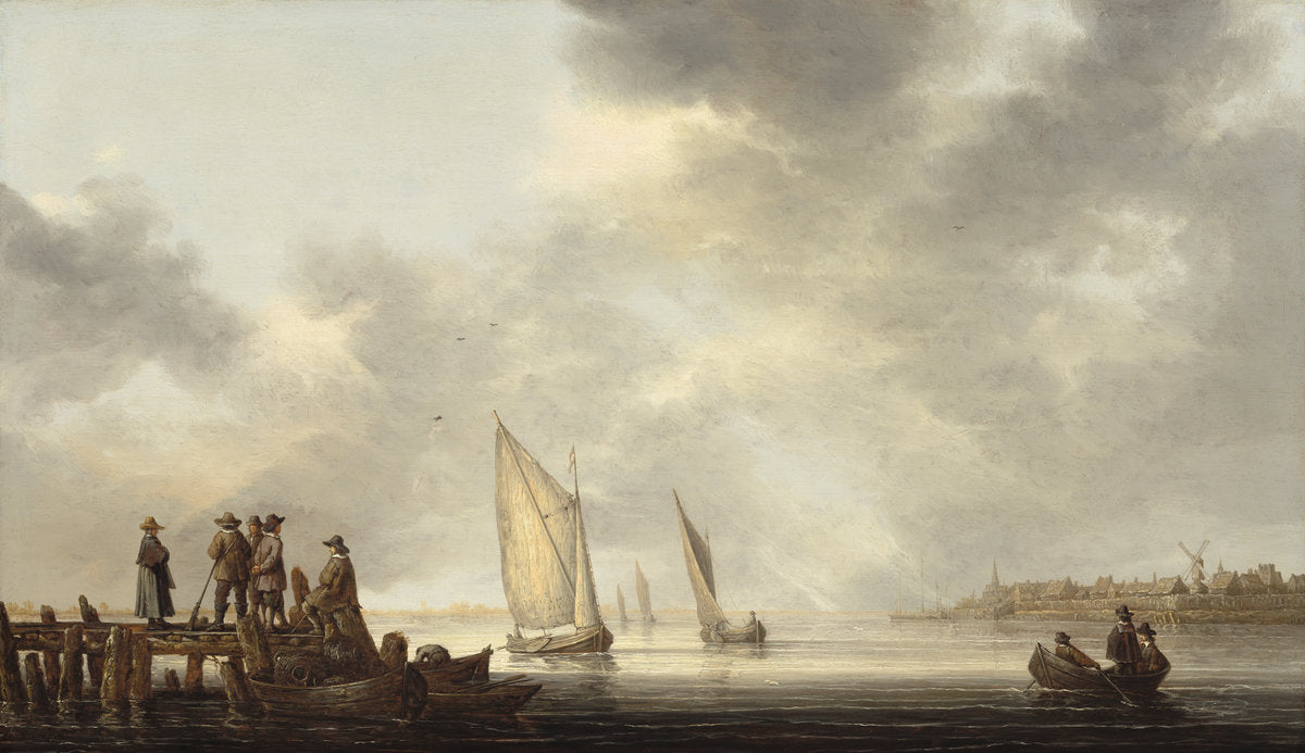 A Pier Overlooking Dordrecht by Aelbert Cuyp (Dutch, 1620 - 1691), 16X12"(A3)Poster Print