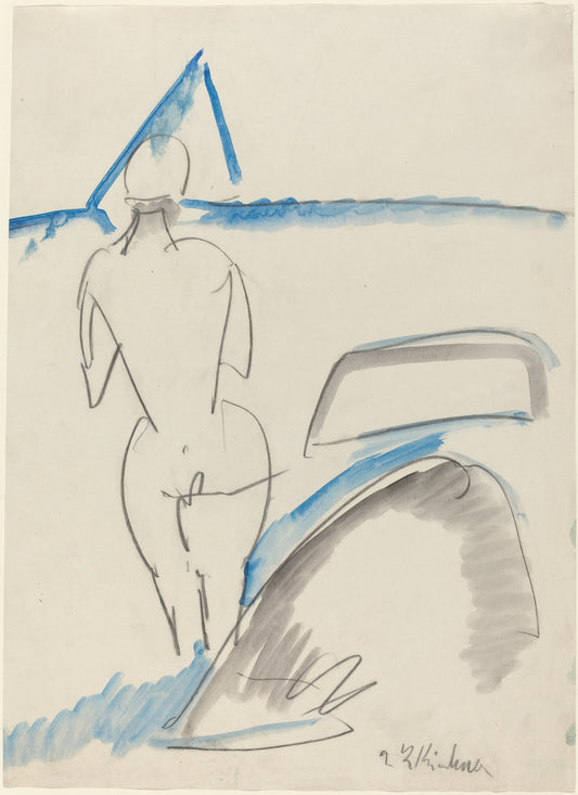 Bather on the Beach by Ernst Ludwig Kirchner (German, 1880 - 1938), 16X12"(A3)Poster Print