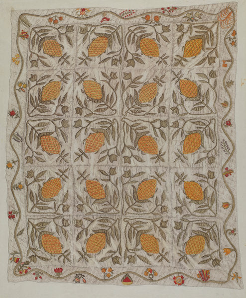 Pineapple Quilt by Mildred E. Bent (American, active c. 1935), 16X12"(A3)Poster Print