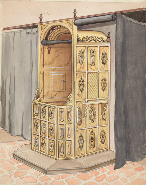 Side of Confessional Chair by Harry Mann Waddell (American, active c. 1935), 16X12"(A3)Poster Print