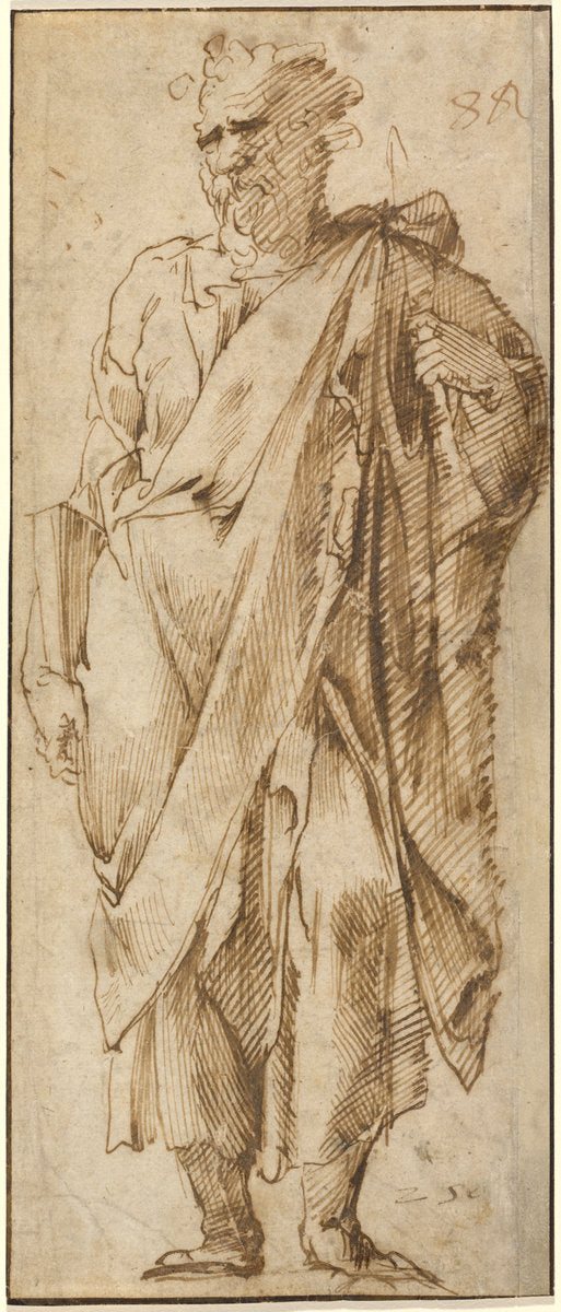 A Standing Saint by Domenico Beccafumi (Sienese, c. 1485 - 1551), 16X12"(A3)Poster Print