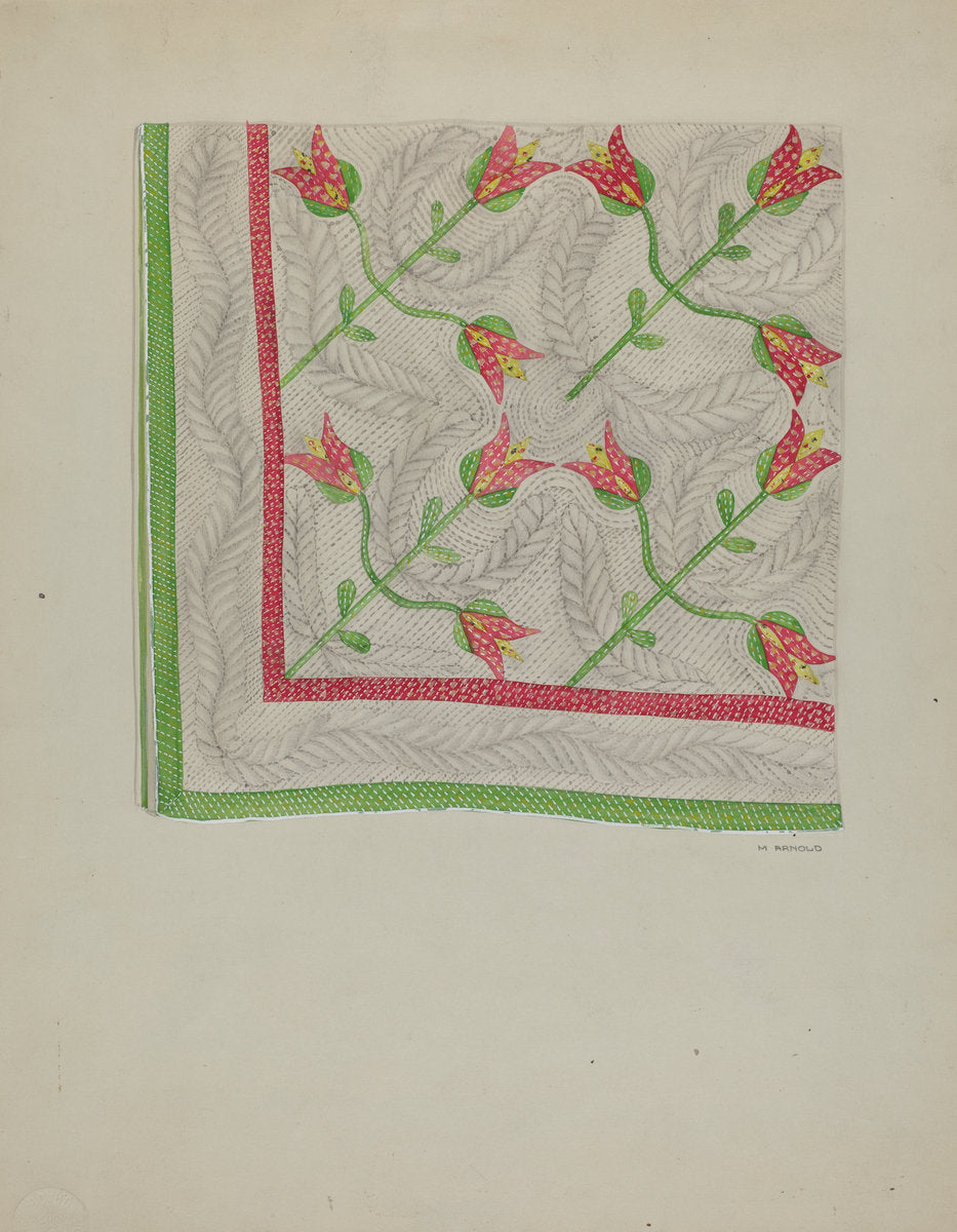 Applique Quilt by Madeline Arnold (American, active c. 1935), 16X12"(A3)Poster Print