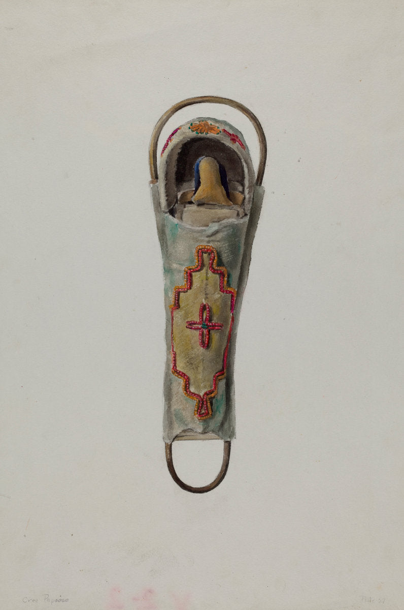 Cree Papoose Doll by Jane Iverson (American, active c. 1935), 16X12"(A3)Poster Print