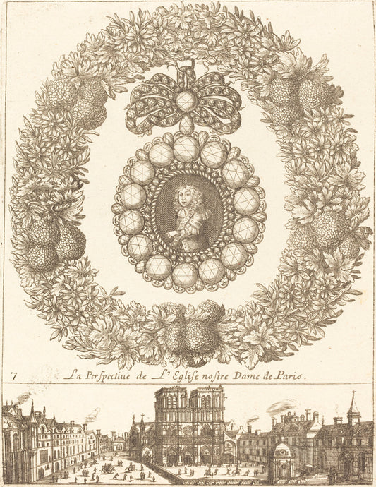 La perspective de l'englise Nostre Dame de Paris by François Le Febvre (French, active 1635/1657), 16X12"(A3)Poster Print