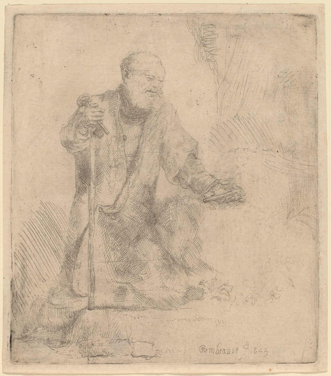 Saint Peter in Penitence by Rembrandt van Rijn (Dutch, 1606 - 1669), 16X12"(A3)Poster Print