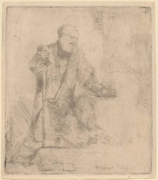 Saint Peter in Penitence by Rembrandt van Rijn (Dutch, 1606 - 1669), 16X12"(A3)Poster Print