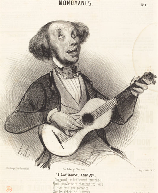 Le Guitariste-Amateur by Honoré Daumier (French, 1808 - 1879), 16X12"(A3)Poster Print