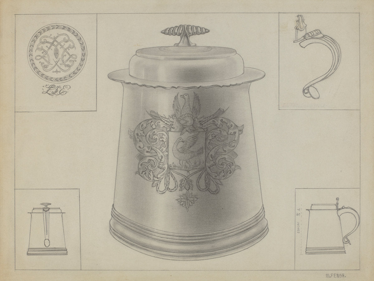 Silver Tankard by Michael Fenga (American, active c. 1935), 16X12"(A3)Poster Print