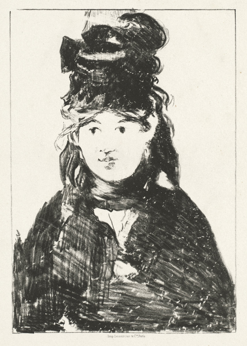 Berthe Morisot by Edouard Manet (French, 1832 - 1883), 16X12"(A3)Poster Print