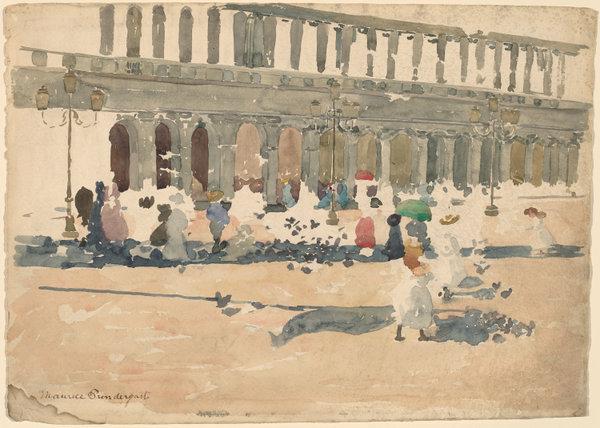 Caffè Florian in Venice by Maurice Brazil Prendergast (American, 1858 - 1924), 16X12"(A3)Poster Print