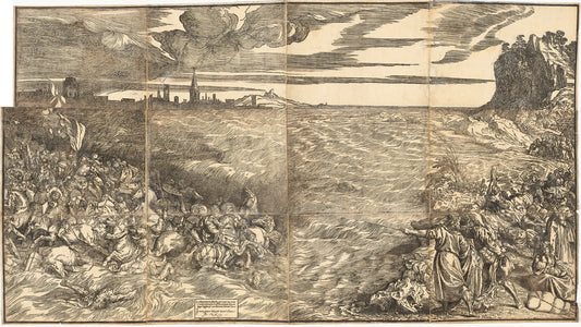 The Submersion of Pharoah's Army in the Red Sea by Titian (Venetian, 1488/1490 - 1576), 16X12"(A3)Poster Print