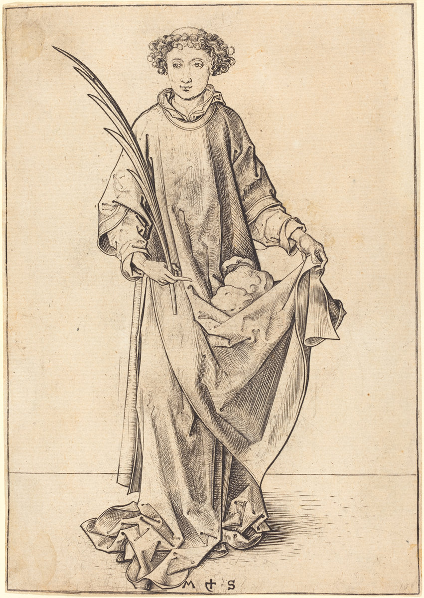 Saint Stephen by Martin Schongauer (German, c. 1450 - 1491), 16X12"(A3)Poster Print