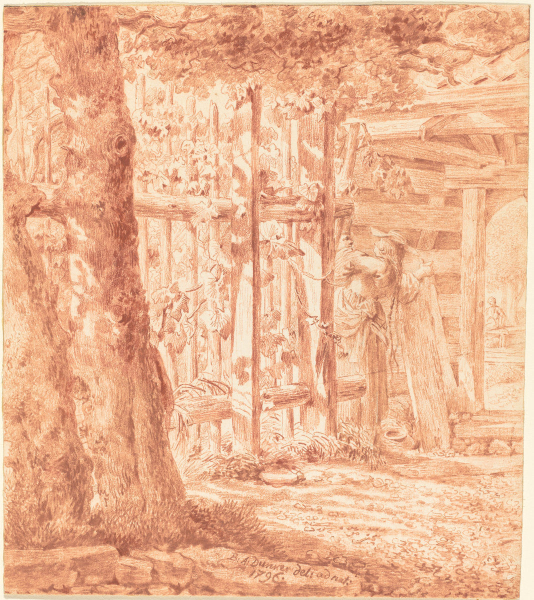 Encounter by the Garden Fence by Balthasar Anton Dunker (German, 1746 - 1807), 16X12"(A3)Poster Print
