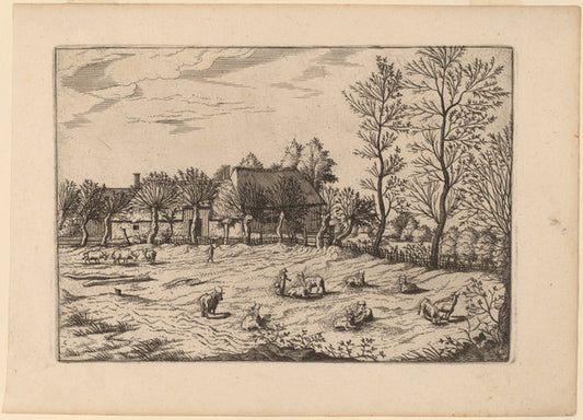 Farm by Johannes and Lucas van Doetechum after Master of the Small Landscapes (Dutch, died 1605), 16X12"(A3)Poster Print