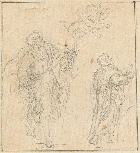 An Apostle Guided by an Angel by Agostino Masucci (Roman, 1691 - 1758), 16X12"(A3)Poster Print