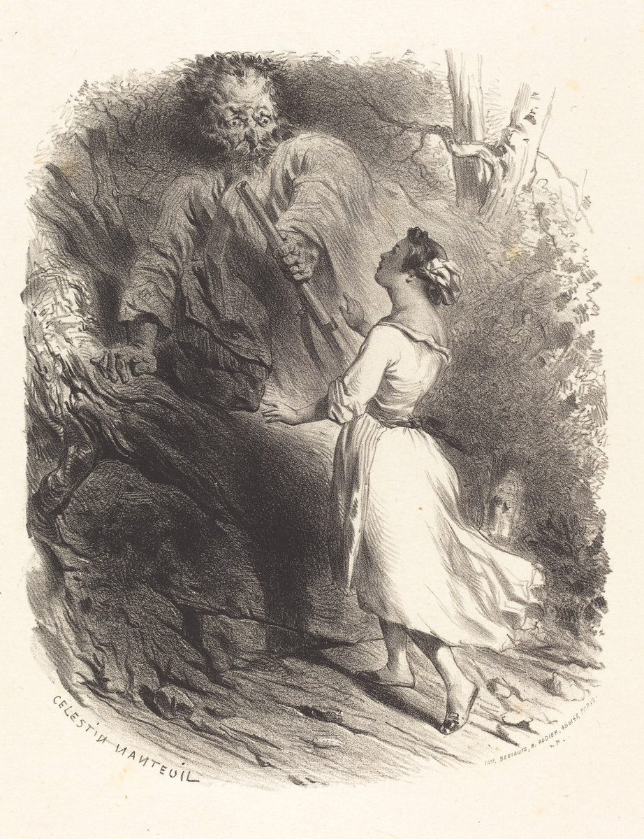 Hunter Surprised by Célestin Nanteuil (French, 1813 - 1873), 16X12"(A3)Poster Print