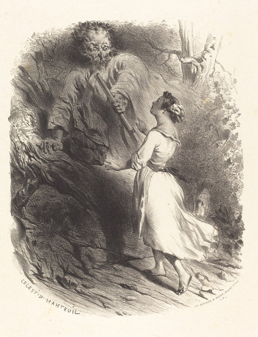Hunter Surprised by Célestin Nanteuil (French, 1813 - 1873), 16X12"(A3)Poster Print