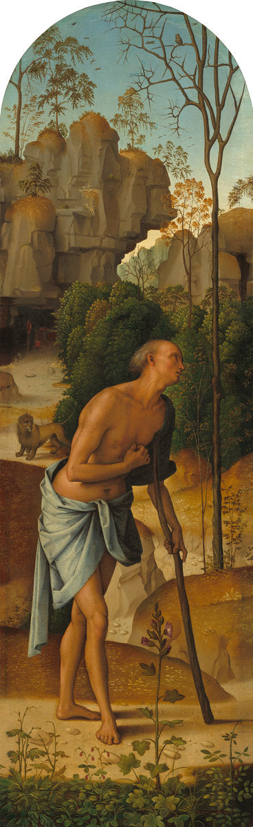 The Crucifixion with the Virgin, Saint John, Saint Jerome, and Saint Mary Magdalene [left panel] by Pietro Perugino (Umbrian, c. 1450 - 1523), 16X12"(A3)Poster Print