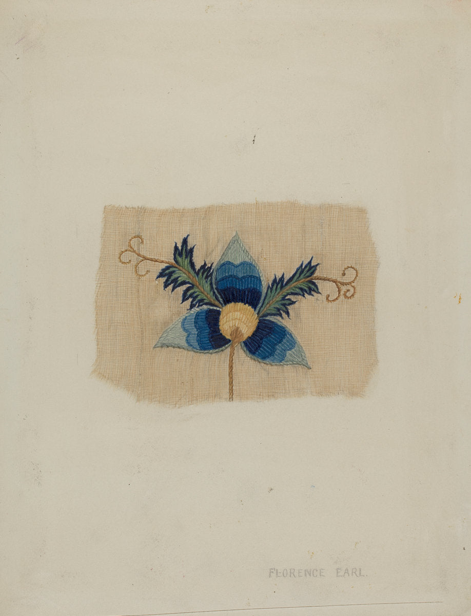 Fragment of Bed Curtain by Florence Earl (American, active c. 1935), 16X12"(A3)Poster Print