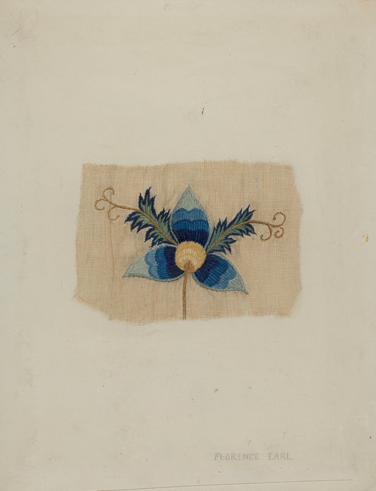Fragment of Bed Curtain by Florence Earl (American, active c. 1935), 16X12"(A3)Poster Print
