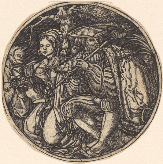 The Flute Player by Master WI (German, active first third 16th century), 16X12"(A3)Poster Print