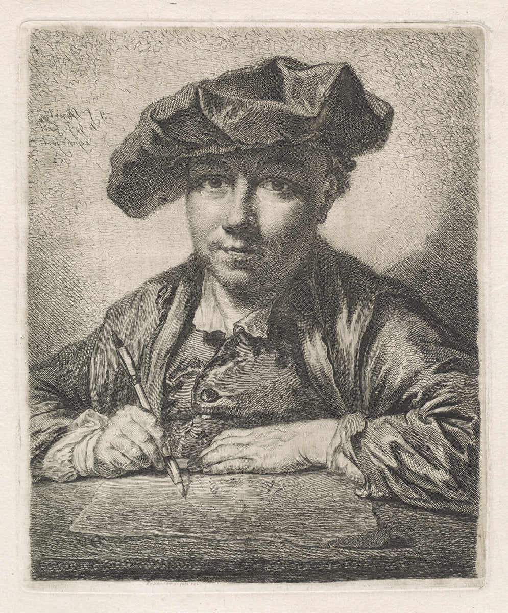 Self-Portrait by Georg Friedrich Schmidt (German, 1712 - 1775), 16X12"(A3)Poster Print
