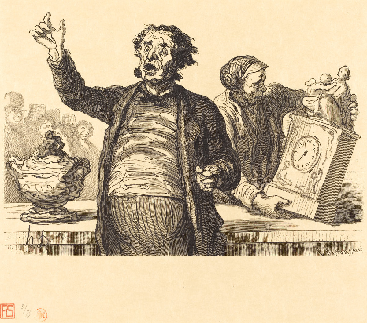 L'Hotel des Commissaires-priseurs: Le Crieur public by Charles Maurand after Honoré Daumier (French, active 1863/1881), 16X12"(A3)Poster Print