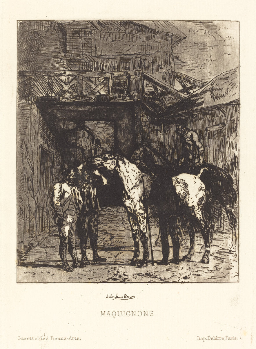 Maquignons (Horse Dealers) by John Lewis Brown (French, 1829 - 1890), 16X12"(A3)Poster Print