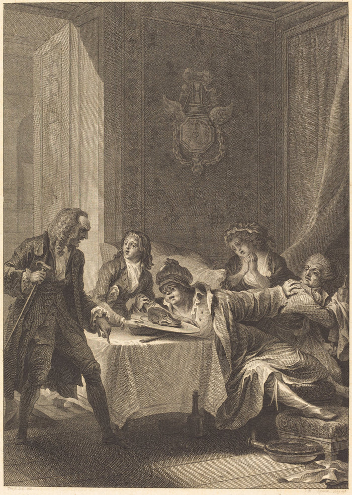 Le glouton by Jean-Baptiste Blaise Simonet after Jacques Louis François Touzé (French, 1742 - 1813 or after), 16X12