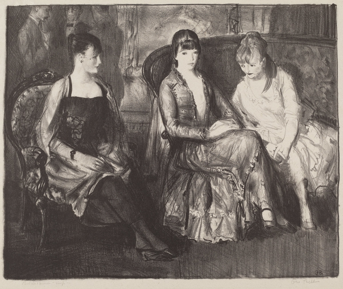 Elsie, Emma and Marjorie, second stone by George Bellows (American, 1882 - 1925), 16X12"(A3)Poster Print
