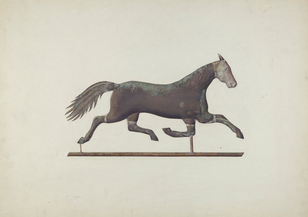 Weather Vane - Horse by Sadie Berman (American, active c. 1935), 16X12"(A3)Poster Print